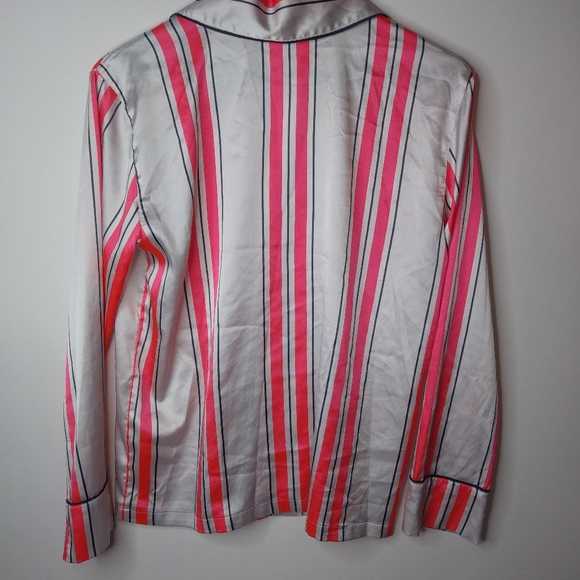 Victorias Secret S Satin Coral Stripe Sleep Top - Picture 3 of 8